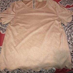 Altar’d State Blush scalloped velvet shirt